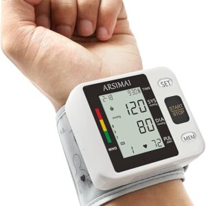 Blood Pressure Monitor - Wrist Accurate Automatic High Blood Pressure Monitors Portable LCD Screen with Storage Case and Adjustable Cuff Powered by Battery -Black