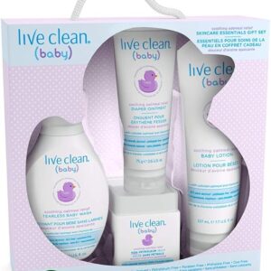 Live Clean Baby Skincare Essentials Gift Set, Soothing Oatmeal Relief, 4 Piece