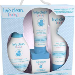 Live Clean Baby Gentle Moisture Baby Essentials Gift Set, 4 Count