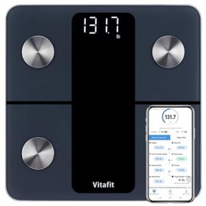 Vitafit Smart Weight Scale, High Accuracy 0.1lb by Our Professional Factory Since 2001, Scale Body Weight App Sync 13 Body Composition with BMI, Body Fat and Muscle, 400lb, LED, Black