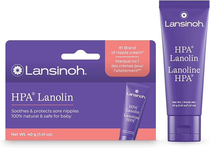 Lansinoh Lanolin Nipple Cream - Soothes and Protects Sore, Dry Nipples from Breastfeeding, Safe for Baby and Mom 40 grams