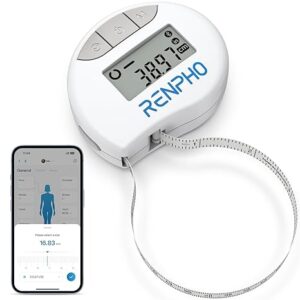 Smart Tape Measure RENPHO Bluetooth Measuring Tapes for Body Measurement Muscle Gain Fitness Bodybuilding Retractable Circumferences Inches & cm