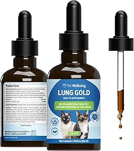 Pet Wellbeing Lung Gold for Cats - Vet-Formulated - Lung & Respiratory Immune Support, Open Airways, Easy Breathing - Natural Herbal Supplement 2 oz (59 ml)