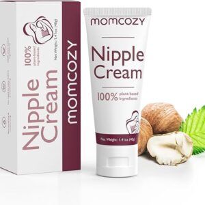 Momcozy Nipple Cream Safe for Breastfeeding, 100% Natural, Lanolin-free Nipple Balm, Soothing Cream, Breastfeeding Essentials for Nursing & Pumping Moms, 1.41 oz