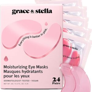 grace & stella Award Winning Under Eye Mask - Gifts for Her - Birthday Gifts for Women - Gel Eye Patches for Dark Circles, Puffy Eyes, Wrinkles, Undereye Bags - Self Care Gifts (24 Pairs, Pink)