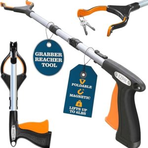 EZPIK® PRO 36" Long Reach Grabber Tool for Elderly - 90 cm Folding Magnetic Pick Up Stick - Grabber Stick for Disabled with Rotating Head