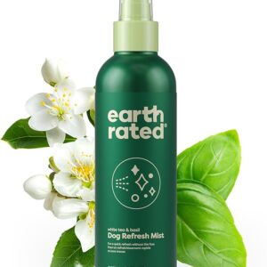Earth Rated (A Canadian Company), Dog Deodorizing Spray, Conditioning & Odor-Eliminating Dog & Puppy Perfume and Cologne, for All Coat Types, White Tea & Basil Scent, 236 ml