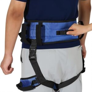 Rhino Valley Gait Belt with Leg Straps, Transfer Belts with 7 Handles, Gate Belts Medical for Elderly, Lifting Belt for Bariatric, Handicap, Physical Therapy Equipment, Blue & Black