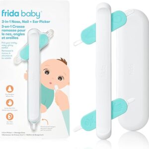 Frida Baby 3-in-1 Nose, Nail + Ear Wax Removal Tool, Baby Ear Cleaner + Baby Nose Cleaner and Nail Tool for Babies + Toddlers, Safely Clean Baby's Boogers