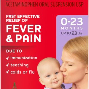 Tylenol Infant Fever, Teething and Pain Reliever for Baby, Cherry Suspension Medicine, 24ML
