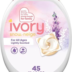 Ivory Snow Laundry Detergent Pacs Lightly Scented Lavender HE Compatible, 45