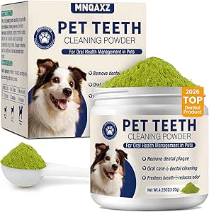Dental Powder for Dogs Dog Teeth Cleaning Products Dog Tooth Cleaning Powder with Probiotics for Dogs Bad Breath Treatment Plaque and Tartar for Small Medium and Large Pet Dental Cleaner 120 Grams