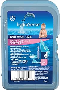hydraSense Baby Nasal Aspirator, Baby Nasal Care, Gently Relieves Congestion in Babies, Non-medicated, With 100% Natural Source Seawater, Preservative-Free, 1 Kit