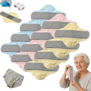 12-Pack Reusable Graphene Incontinence Pads, Reusable Leak-Proof & Waterproof Washable Incontinence Pads,Honeycomb Absorbent for Elderly Care & Mobility Support, Feel Secure, Dry, and Comfortable