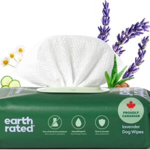 HIGH-QUALITY DOG WIPES: These textured wipes are the perfect everyday cleaning solution for your dog's paws, body, and butt. With their delightful lavender scent, they keep your dog smelling fresh and clean GENTLE INGREDIENTS: These dog wipes contain high-quality ingredients like soothing aloe, shea butter, chamomile, and cucumber. They are perfect for cleaning your dog after walks, hikes, or in between baths USER FRIENDLY: Made of thick, durable, USDA Certified 98% Biobased material, our hypoallergenic dog wipes have just the right amount of moisture for an effective clean every time A BETTER WIPE: Our dog wipes are hypoallergenic, cruelty-free, dermatologist-tested, and free of alcohol and parabens. Each wipe measures 8" L x 8" W. These dog wipes are not flushable EARTH RATED: Our mission is to make everyday moments for people and their dogs simpler and better. We do this by designing innovative products that are